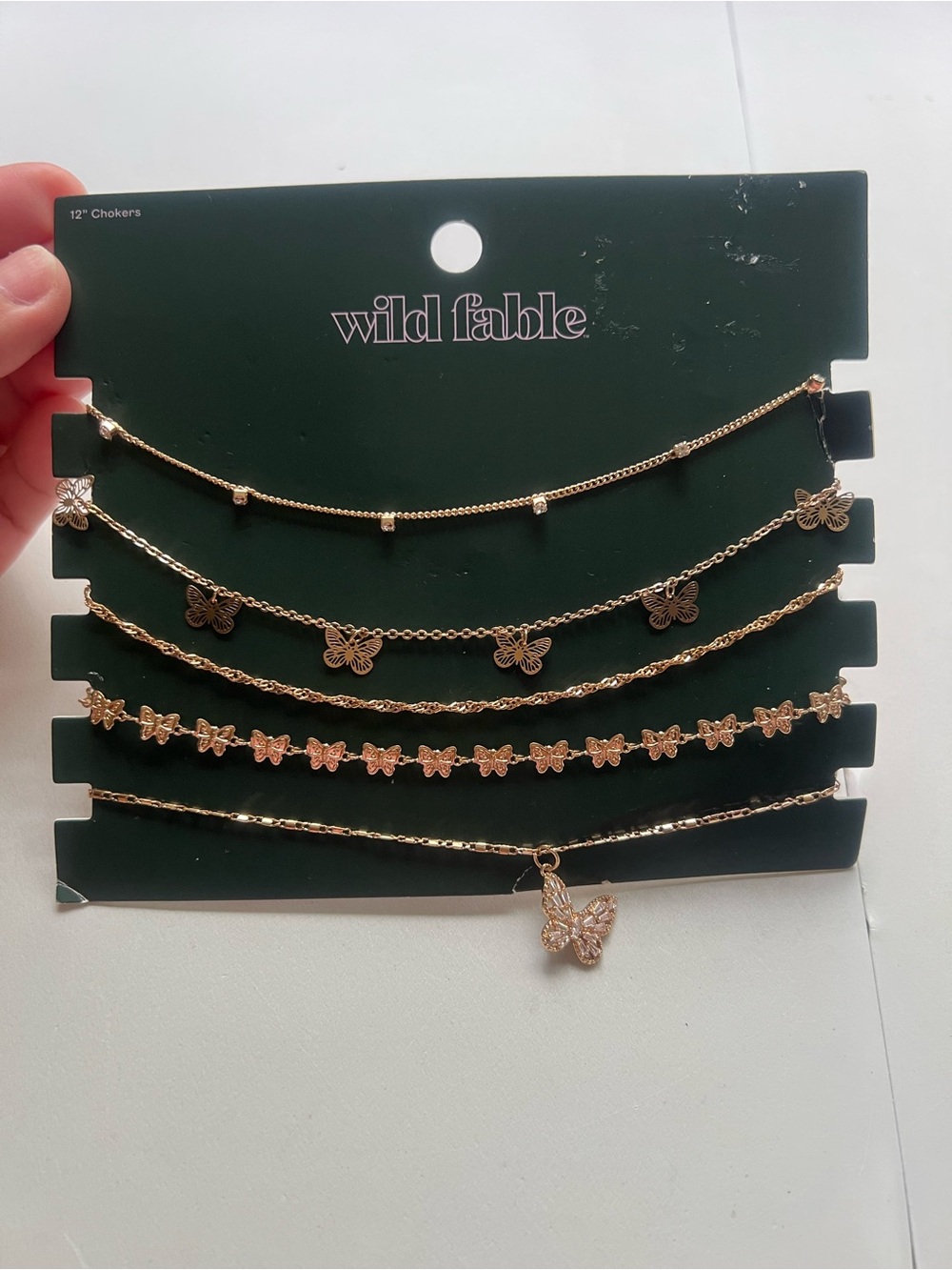 wild fable Gold Butterfly Layered Choker Necklace Set
